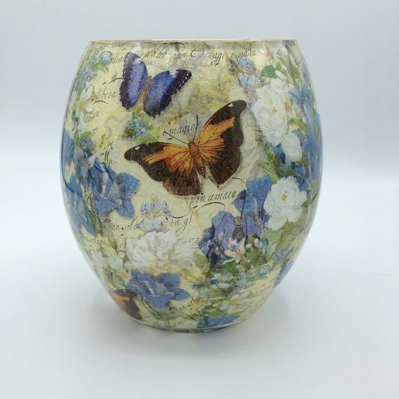 Blue Butterfly with Yellow Background on a 6" Oval - Picture 1 of 1